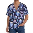 thumbnail image 1 of Kdxio Men's Hawaiian Shirt for Men Short Sleeve Shirt crystal cool Skull flower Summer Casual Holiday Beach Button Down T-Shirts, 1 of 5