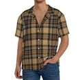 thumbnail image 1 of Kdxio Men's Hawaiian Shirt for Men Short Sleeve Shirt khaki coffee plaid Summer Casual Holiday Beach Button Down T-Shirts, 1 of 1
