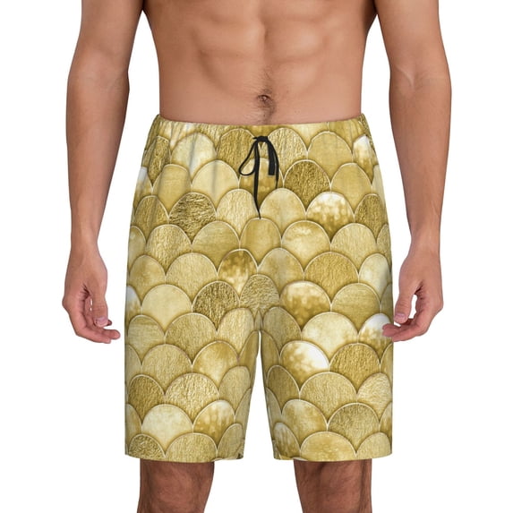 Kdxio Mermaid Fish Scale Print Mens Sleep Shorts Bottoms Soft Comfy Pajama Wear Pants with Drawstring Pockets