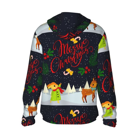Kdxio Merry Christmas Elk Print Women Men Sun Protection UPF 50+ Jackets Zip Up Long Sleeve Hoodie Hiking Lightweight with Pockets