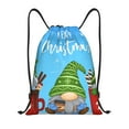 thumbnail image 1 of Kdxio Merry Christmas Gnome Print Drawstring Backpack Bag,Waterproof Draw String Back Sack, Gym Drawstring Bags Swim Bag For Unisex, 1 of 5