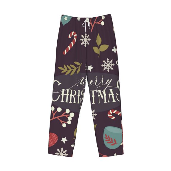 Kdxio Merry Christmas Print Men's Sleep Pajama Pant Lounge Pants with Pockets