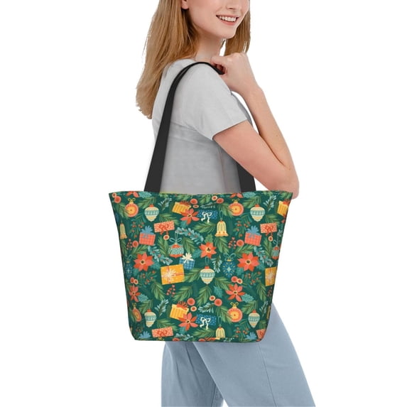 Kdxio Merry Christmas Women Reusable Grocery Bags Foldable Ripstop,Reusable Shopping Bags for Shopping,Gym,Gift