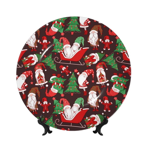 Kdxio Merry Christmas1 Bone China Decorative Plate Ceramic Decorative Plate for Home Office Wall Stand Decorative Plates for Home Bedroom-10in