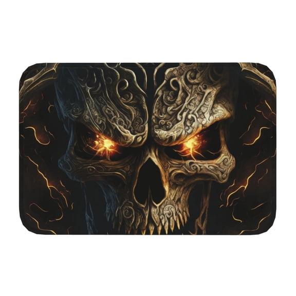 Kdxio Metal Evil Skull,16" x 24", Non-Slip Front Door Mats,Outdoor Welcome Mat Washable