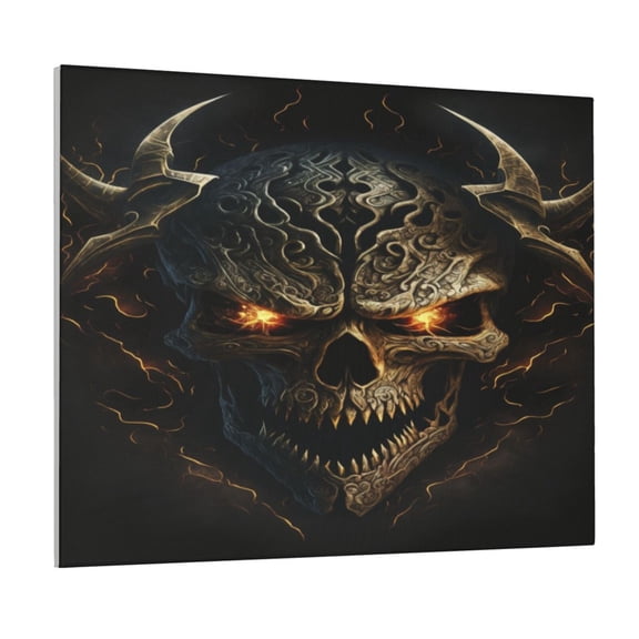 Kdxio Metal Evil Skull Pattern Canvas Wall Art for Living Room Wall Decor for Bedroom Bathroom Modern Framed Canvas Art Prints Ready to Hang,Horizontal