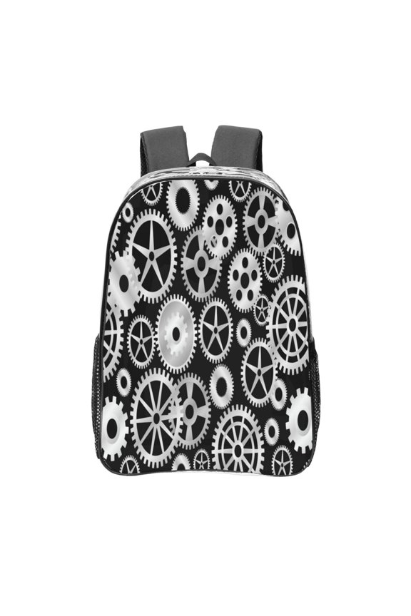 Metallic Gears Clear Backpack, Transparent Bookbag for School for Women Men, Capacity Clear Bag for College, Travel