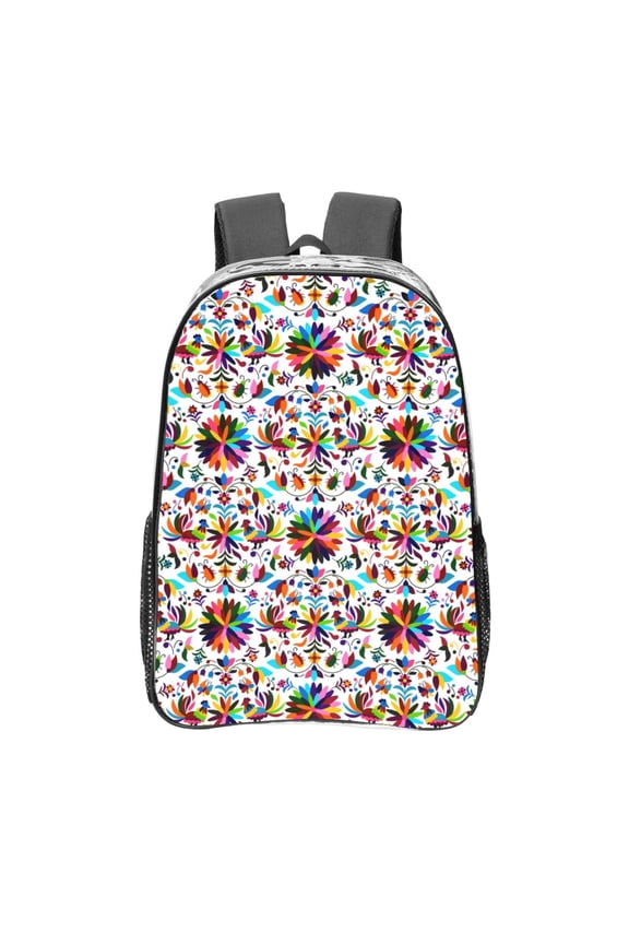 Mexican Bright Style Clear Backpack, Transparent Bookbag for School for Women Men, Capacity Clear Bag for College, Travel