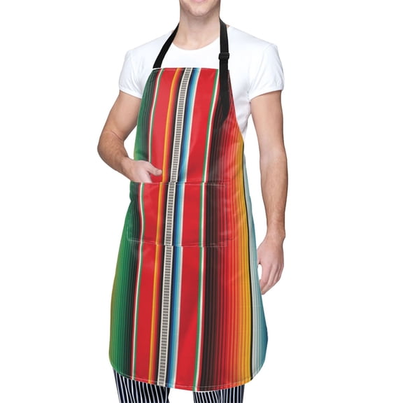 Kdxio Mexican Serape Blanket Stripes Apron with Pockets Adjustable Kitchen Aprons for Men Women Waterproof Aprons for Cooking,Drawing,Crafting, Baking Household Cleaning