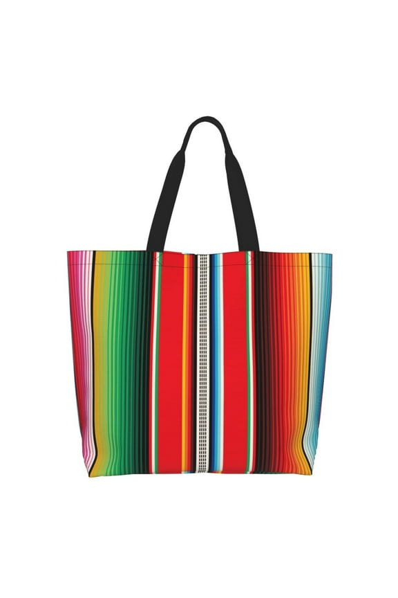Mexican Serape Blanket Stripes Casual Tote Bags Women Big Capacity Shoulder Bag for Women Travel Shoulder Bags Handbags