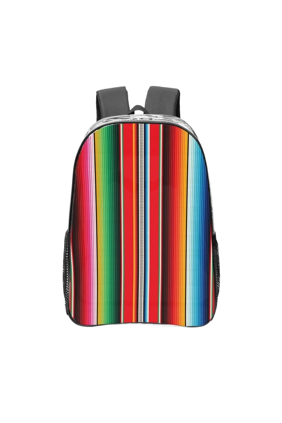 Mexican Serape Blanket Stripes Clear Backpack, Transparent Bookbag for School for Women Men, Capacity Clear Bag for College, Travel