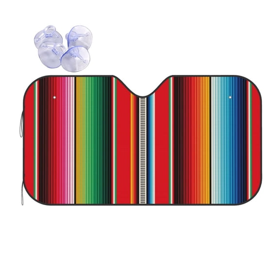 Kdxio Mexican Serape Blanket Stripes Print Front Windshield Sun Shade,Folding Auto Sunshade for Car Truck SUV-Small