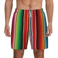thumbnail image 1 of Kdxio Mexican Serape Blanket Stripes Print Men'S Swim Trunks With Compression Liner 7 Inch Inseam Quick Dry Swim Shorts, 1 of 7