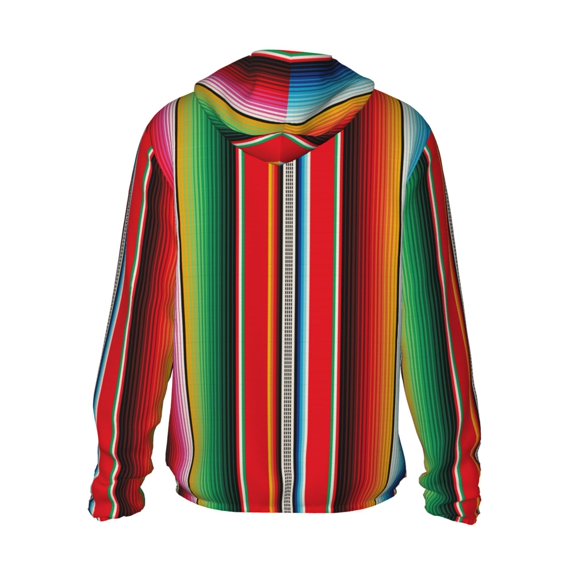 Kdxio Mexican Serape Blanket Stripes Print Women Men Sun Protection UPF 50+ Jackets Zip Up Long Sleeve Hoodie Hiking Lightweight with Pockets