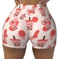 thumbnail image 1 of Kdxio Milk Tea Print Workout Shorts for Women Seamless Soft Smooth Gym Yoga Scrunch Active Shorts, 1 of 9