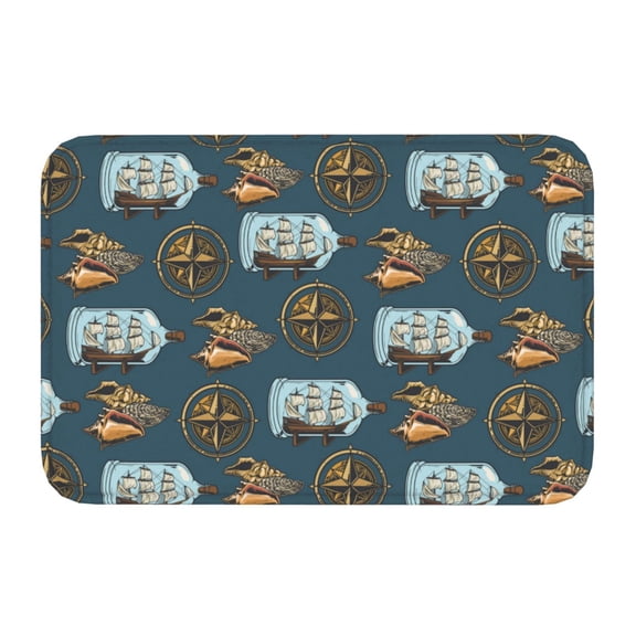 Kdxio Miniature Ship In Bottle,16" x 24", Non-Slip Front Door Mats,Outdoor Welcome Mat Washable