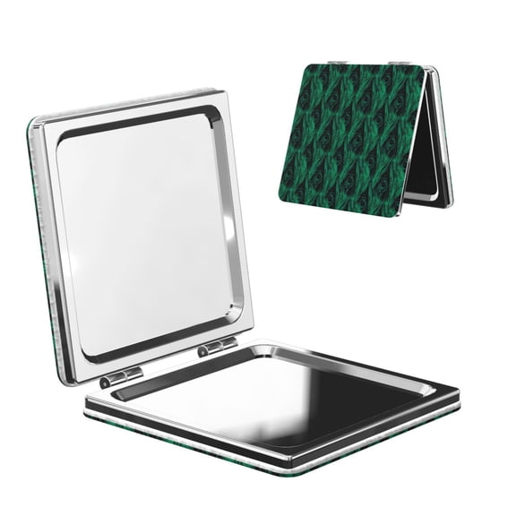 Kdxio Mint Bird Feathers Pocket Mirror, 1X/2X Travel Makeup Mirror 2-Sided Folding Small Mirror Portable Double-Sided Magnifying Cosmetic Mirror for Gift-Square