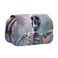 thumbnail image 1 of Kdxio Mist Sunflower Skull for Double Compartment Pen Case Oxford Organizer with Zipper Pockets for Students Artists, 1 of 7