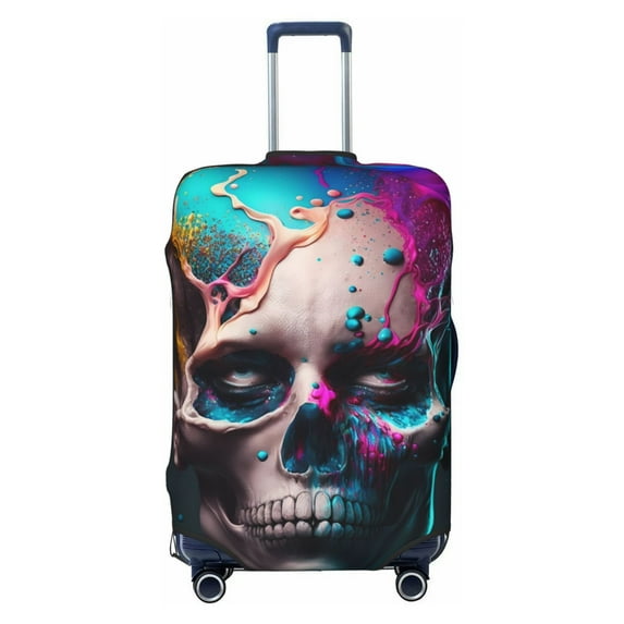 Kdxio Modern Abstract Colorful Skull B Pattern Luggage Cover for Travel,Elastic and Durable,Fits 18-32 Inch,Anti-Scratch Suitcase Protector-No luggage included