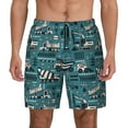 thumbnail image 1 of Kdxio Modern Excavator Print Men's Swim Trunks with Compression Liner 7 Inch Inseam Quick Dry Swim Shorts, 1 of 7