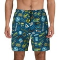 thumbnail image 1 of Kdxio Modern Excavator Print Men's Swim Trunks with Compression Liner 7 Inch Inseam Quick Dry Swim Shorts, 1 of 7