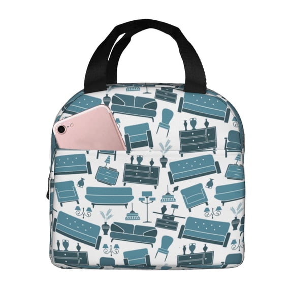 Kdxio Modern Furniture Print Insulated Lunch Bag,Reusable Tote Lunch Box for Women Men,Leakproof Cooler Lunch Bags for Work Office Travel Picnic