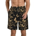 thumbnail image 1 of Kdxio Modern Golden Butterfly Pattern Mens Casual Shorts - Drawstring Summer Beach Sports Shorts for Men, 1 of 9