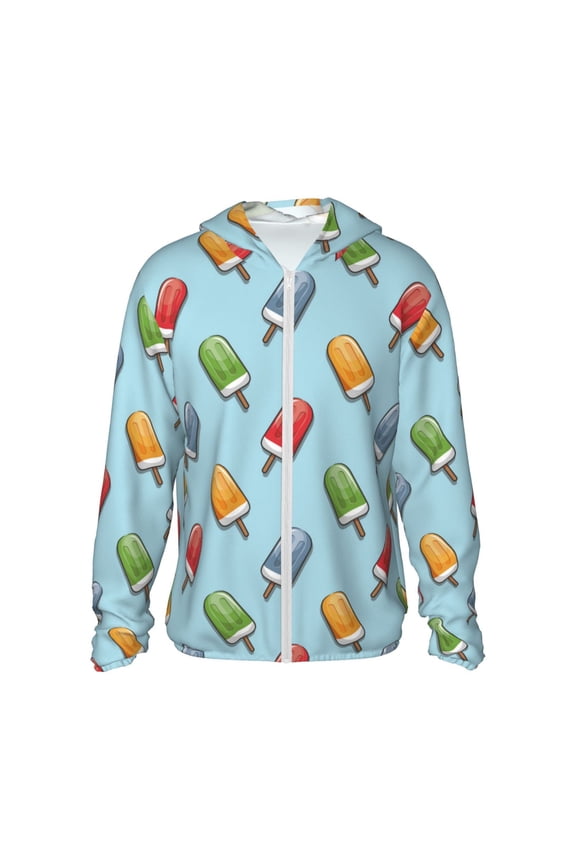 Modern Ice Cream Print Women Men Sun Protection UPF 50+ Jackets Zip Up Long Sleeve Hoodie Hiking Lightweight with Pockets