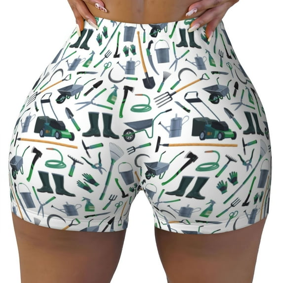 Kdxio Modern Industry Print Workout Shorts for Women Seamless Soft Smooth Gym Yoga Scrunch Active Shorts