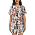 thumbnail image 1 of Kdxio Modern Life Print Pajamas Sets for Women Short-Sleeved Pjs with Lounge Shorts Two Piece Sleepwear S-4XL, 1 of 9
