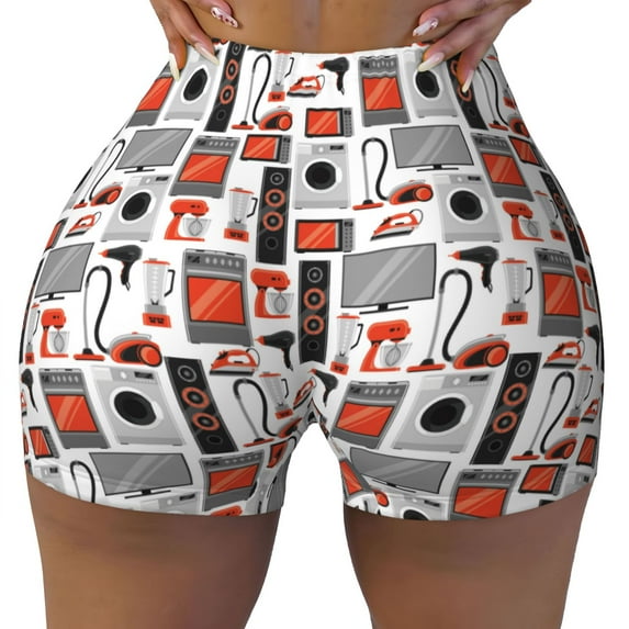 Kdxio Modern Life Print Workout Shorts for Women Seamless Soft Smooth Gym Yoga Scrunch Active Shorts
