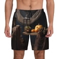 thumbnail image 1 of Kdxio Modern Skull Sisters Print Men's Swim Trunks with Compression Liner 7 Inch Inseam Quick Dry Swim Shorts, 1 of 5