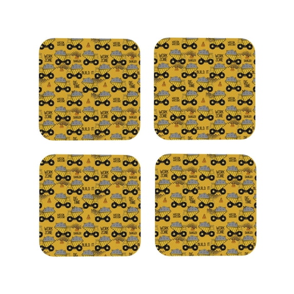 Kdxio Modern Truck Funny Coasters,4 Pcs Leather Coasters,Housewarming Gifts,Protect Furniture from Water Marks Scratch and Damage