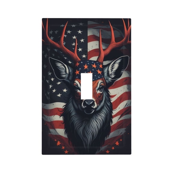 Kdxio Modern USA Deer Head Decorator Light Switch or Receptacle Outlet Wall Plate Decorator Wall Plate Child Safe Outlet Cover-Style T