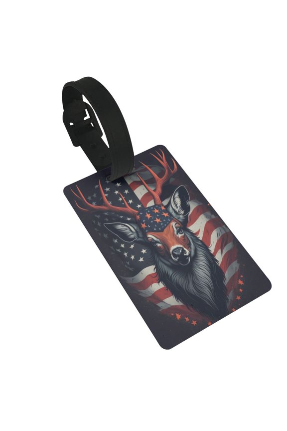 Modern USA Deer Head Luggage Tags Privacy Cover ID Label Suitcase Tags Identifiers For School Bags,Suitcases