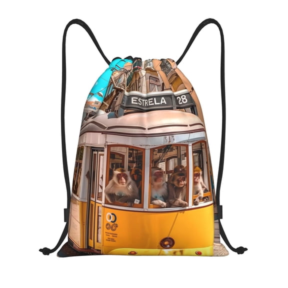 Kdxio Modern Urban Monkey Print Drawstring Backpack Bag,Waterproof Draw String Back Sack, Gym Drawstring Bags Swim Bag For Unisex