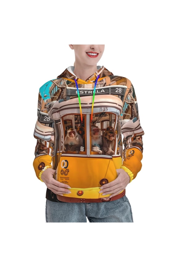 Modern Urban Monkey Print Womens Oversized Hoodies Sweatshirts Hooded Pullover Tops Sweaters Casual-XX-Large