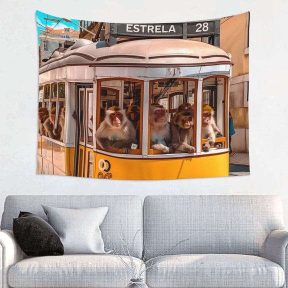 Kdxio Modern Urban Monkey Wall Hanging Tapestries Banner For Bedroom College Dorm Home Living Room Party Decor 29X37 In