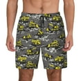 thumbnail image 1 of Kdxio Modern Yellow Excavator Print Men's Swim Trunks with Compression Liner 7 Inch Inseam Quick Dry Swim Shorts, 1 of 7