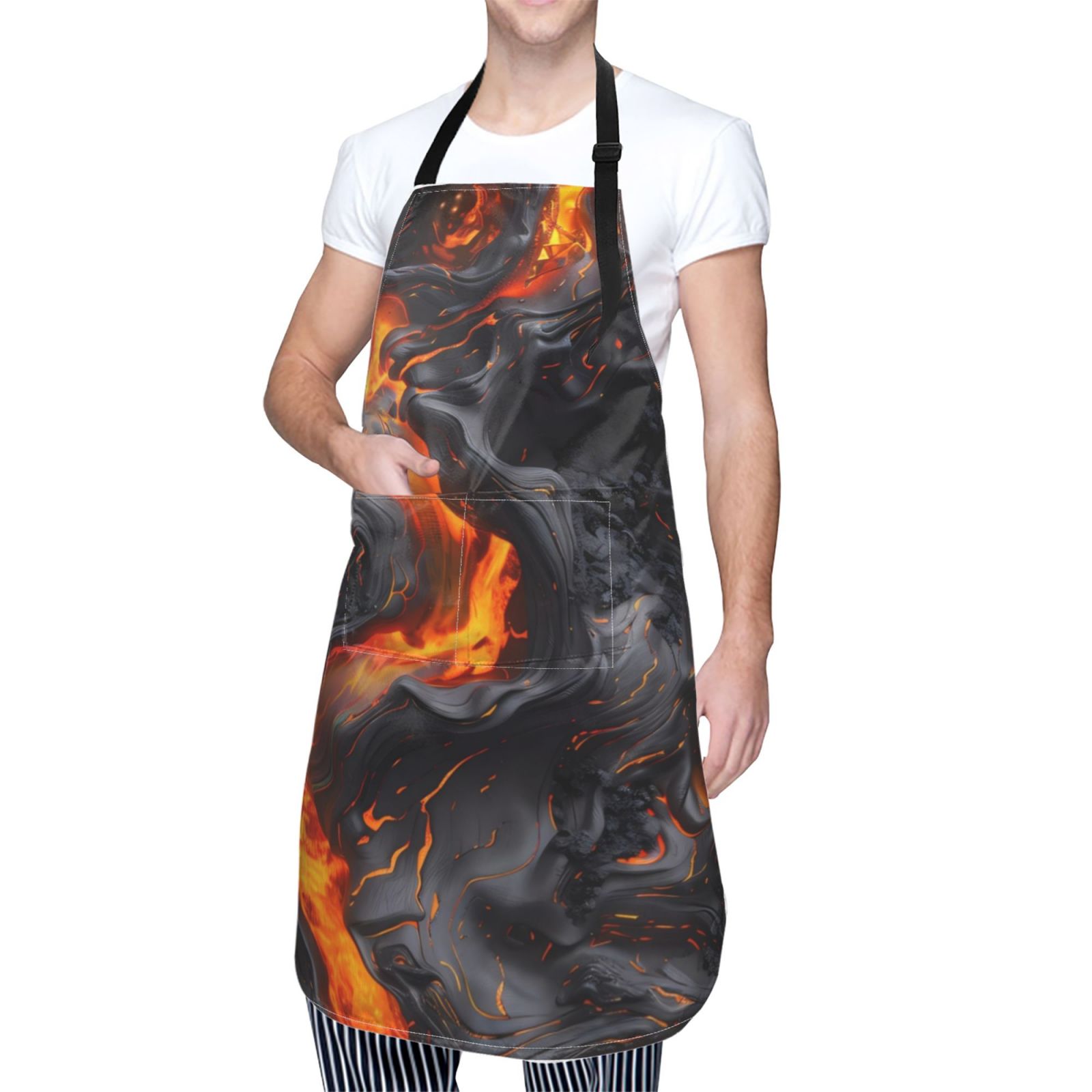 Kdxio Molten Lava Abstract Flow Apron with Pockets Adjustable Kitchen Aprons for Men Women Waterproof Aprons for Cooking,Drawing,Crafting, Baking Household Cleaning