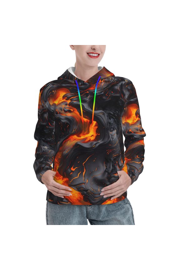 Molten Lava Abstract Flow Print Womens Oversized Hoodies Sweatshirts Hooded Pullover Tops Sweaters Casual-Large