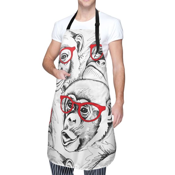 Kdxio Monkey Apron with Pockets Adjustable Kitchen Aprons for Men Women Waterproof Aprons for Cooking,Drawing,Crafting, Baking Household Cleaning