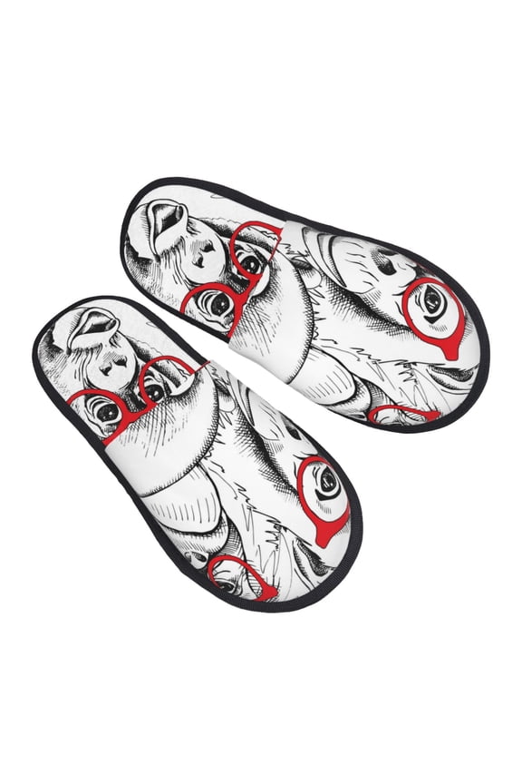 Monkey Pattern Slippers for Women Memory Foam Fuzzy House Slippers Bedroom Non-slip Warm Womens Slippers