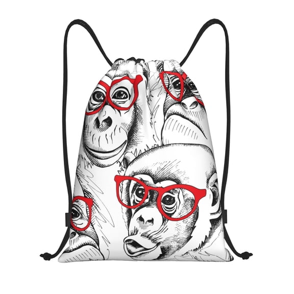 Kdxio Monkey Print Drawstring Backpack Bag,Waterproof Draw String Back Sack, Gym Drawstring Bags Swim Bag For Unisex