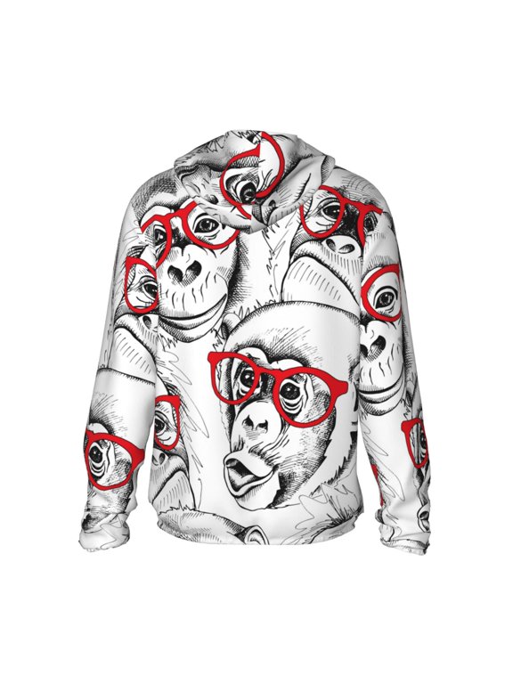 Monkey Print Women Men Sun Protection UPF 50+ Jackets Zip Up Long Sleeve Hoodie Hiking Lightweight with Pockets