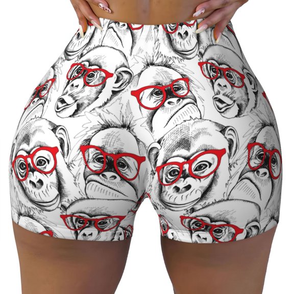 Kdxio Monkey Print Workout Shorts for Women Seamless Soft Smooth Gym Yoga Scrunch Active Shorts