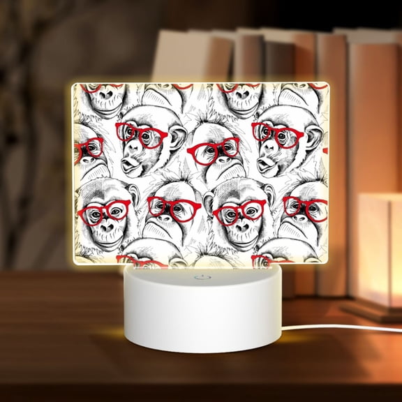 Kdxio Monkey Rectangular Acrylic Night Light Acrylic Sleep Night Light Friend Gifts for Birthday Gifts for Women Teens Boys Girls