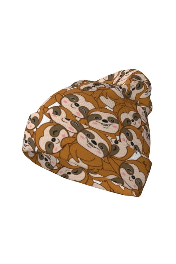 Monkey Sloth Winter Beanie for Men Women Beanie Knit Hat Cuffed Cap Beanie Knit Chunky Snow Cap
