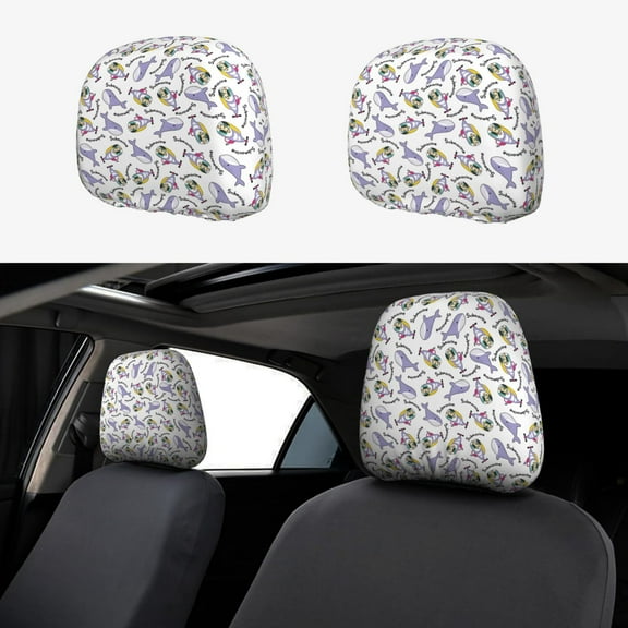 Kdxio Monkey Submarine Captain Pattern Print 2 Piece Car Head Rest Covers Set Auto Front/Rear Seats Headrest Cover Universal Fit Most Cars,Sedan, SUV