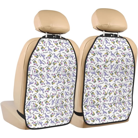 Kdxio Monkey Submarine Captain Print 2 Pack Car Kick Mat Seat Cover Back Protector Mat with Pockets for Organizer Backseat Protector and Storage Anti Kick Pad for Vehicles